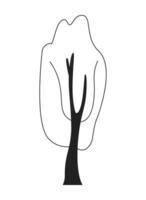 Tree trunk and branches monochrome flat vector object. Woody plant. Editable black and white thin line icon. Simple cartoon clip art spot illustration for web graphic design