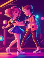 Rock and roll. A couple is dancing. A girl and a boy in a dancing pose photo