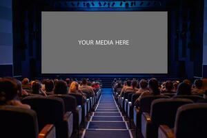 Empty cinema screen with audience. photo