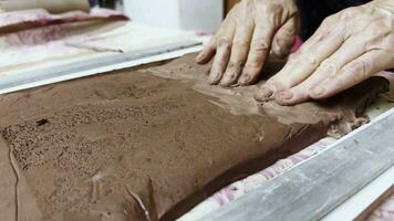 Lavorando nel un' ceramica laboratorio e utensili video