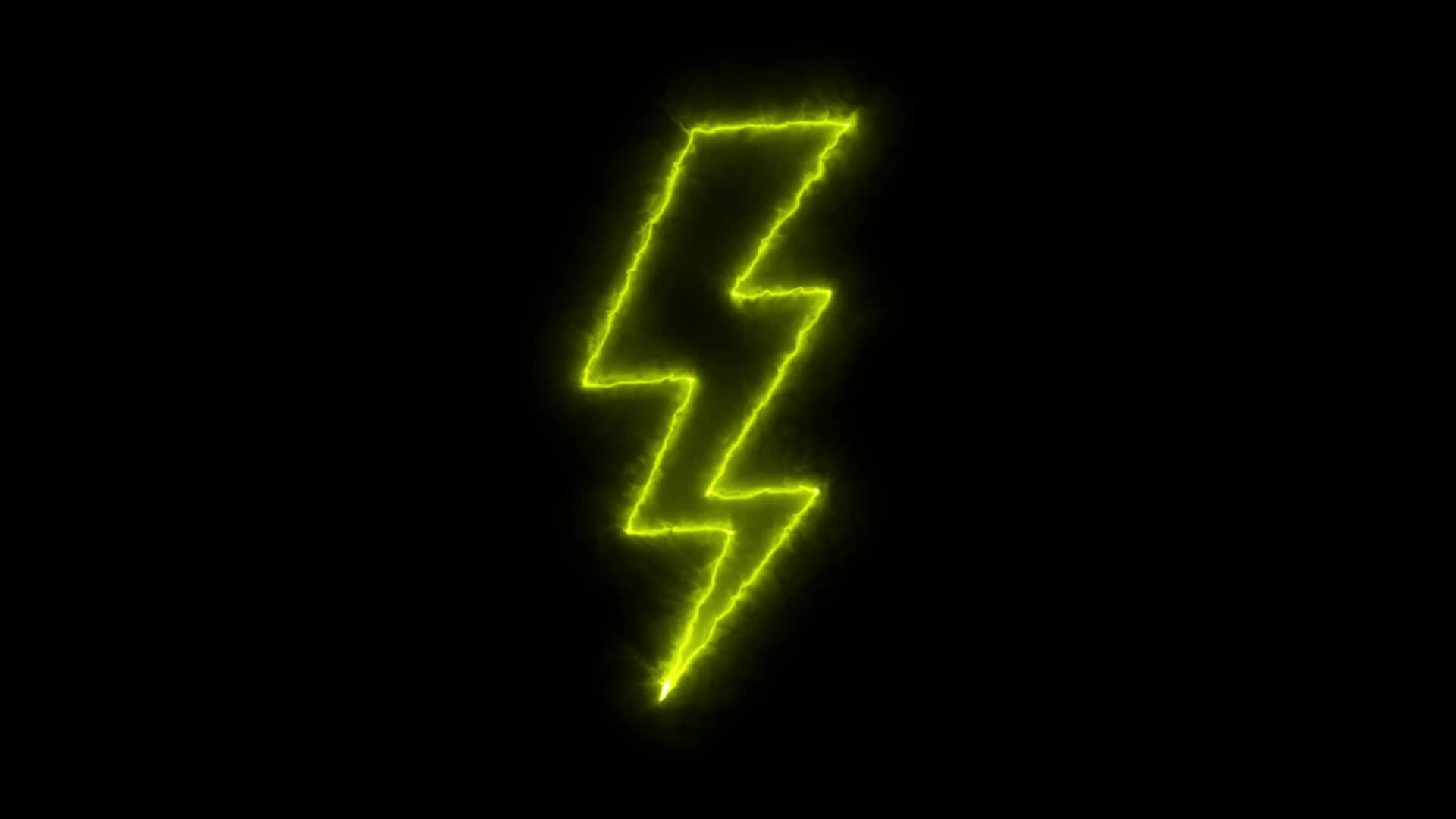 Striking Lightening Bolt Icon with Flickering Effect on Black