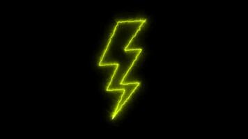 Striking Lightening Bolt Icon with Flickering Effect on Black Background video