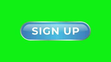 Sign Up Glossy Web Button Design Animation on Green Background video