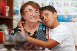 Grandson and grandmother photo