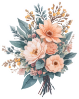 Winter Flowers Bouquet Sticker with AI Generative png