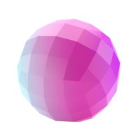 3d polygon geometric ball shape. Realistic glossy turquoise and lilac gradient luxury decorative design illustration. Minimalist bright circle volumed transparent pgn png