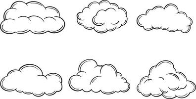 Collection set of clouds doodle sketch illustration vector