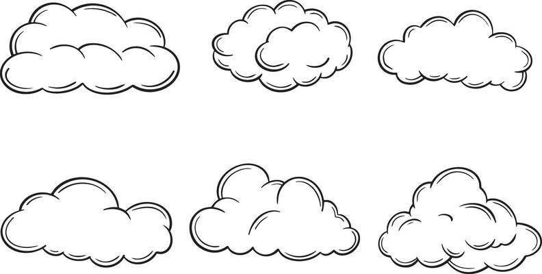 Collection set of clouds doodle sketch illustration