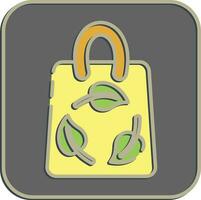 icono eco bolsa. ecología y ambiente elementos. íconos en en relieve estilo. bueno para huellas dactilares, carteles, logo, infografía, etc. vector