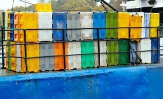 Containers on the cargo ship. photo