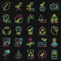 Icon set of environment. Ecology and environment elements. Icons in neon style. Good for prints, posters, logo, infographics, etc. vector