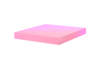 3d metaal rechthoek abstract meetkundig vorm podium. realistisch glanzend roze en lila helling luxe sjabloon decoratief ontwerp illustratie. minimalistische helder rechthoek transparant pgn png