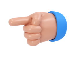 3d hand icon show push one finger forefinger counting illustration. Cartoon character. Business clip art isolated transparent png