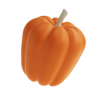 3d orange realistic pumpkin rendering icon in cartoon style. Design element for Thanksgiving Day autumn holiday. illustration isolated transparent png