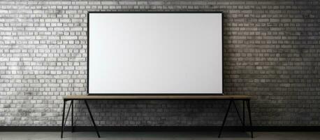 Loft interior background with space for text and empty picture on black brick wall template design photo