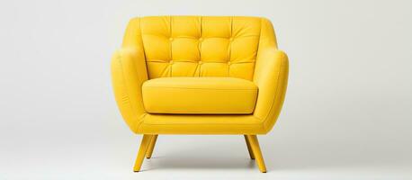 Modern yellow chair in a white space photo