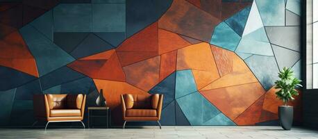 Digital wall tiles with multicolor design for abstract interior home decor featuring ceramic background texture photo
