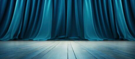 borroso antecedentes complementa un azul alfombra en el piso adjunto por un cortina foto