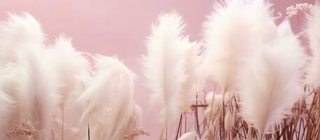 Bohemian plant decor with fashionable pampas grass backdrop photo