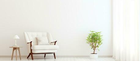 Retro armchair in an all white interior photo