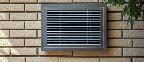mecánico ventilación con calor recuperación en un casa utilizando metal malla asegurado aire consumo y cansada en el pared foto