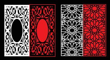 Decorative wall panels set Jali design CNC pattern,laser cutting pattern,router CNCcutting. vector