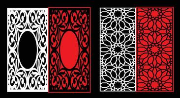 Decorative wall panels set Jali design CNC pattern,laser cutting pattern,router CNCcutting. vector