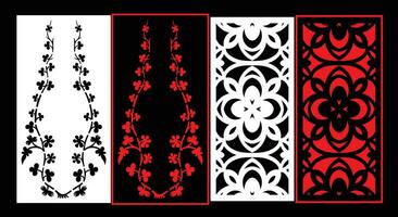 Decorative wall panels set Jali design CNC pattern,laser cutting pattern,router CNCcutting. vector