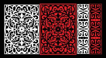 Decorative wall panels set Jali design CNC pattern,laser cutting pattern,router CNCcutting. vector