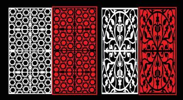 Decorative wall panels set Jali design CNC pattern,laser cutting pattern,router CNCcutting. vector