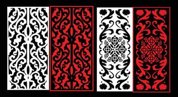 Decorative wall panels set Jali design CNC pattern,laser cutting pattern,router CNCcutting. vector