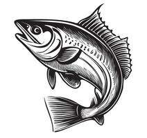 Fish sketch hand drawn in doodle style Vector illustration