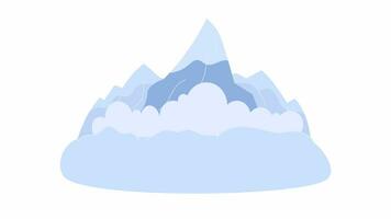 Avalanche from snow-capped mountain peak cartoon animation. Snowslip natural disaster. Snow cornice 4K video motion graphic. Avalanche mountain 2D color animated scene isolated on white background