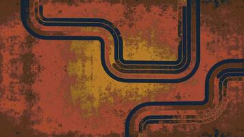 Trendy retro 1970s curved stripes grunge rusty background with gently flowing lines in warm color tones with copy space. This vintage style motion background animation is 4K and a seamless loop. video