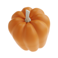 3d orange cute pumpkin rendering icon in cartoon style. Design element for Thanksgiving Day autumn holiday. illustration transparent png