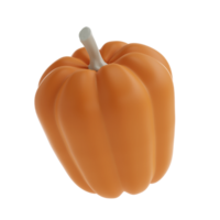 3d orange cute pumpkin rendering icon in cartoon style. Design element for Thanksgiving Day autumn holiday. illustration transparent png