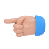 3d hand icon show push one finger forefinger counting illustration. Cartoon character. Business clip art transparent png