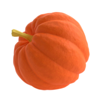 3d orange realistic pumpkin rendering icon in cartoon style. Design element for Thanksgiving Day autumn holiday. illustration transparent png