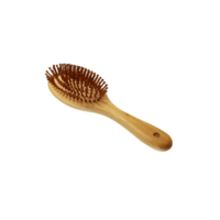 Wooden hairbrush isolated object bamboo material eco-friendly natural concept, cutout personal woman beauty accessory, soft focus clipping path png