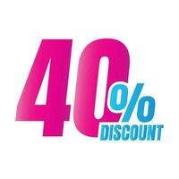 40 por ciento descuento acuerdo icono, 40 por ciento especial oferta descuento vector, 40 por ciento rebaja precio reducción oferta, viernes compras rebaja descuento porcentaje diseño vector