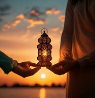 A woman holding lantern photo