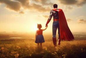 papá y niño me gusta superhéroe foto