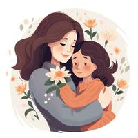 Happy mom and daughter illustration photo