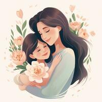 Happy mom and daughter illustration photo