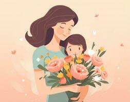 Happy mom and daughter illustration photo