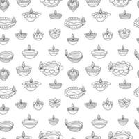 Diwali lamps seamless pattern. Happy Diwali diya vector pattern