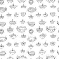 Diwali lamps seamless pattern. Happy Diwali diya vector pattern