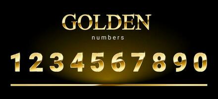 Gold luxurious vector numbers from 1 to 0, rich numbers set, decorative vector