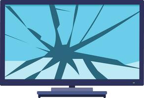 TV or LED , LCD monitor with a broken screen flat style vector illustration, cracked Television , cracked Computer monitor screen stock vector image