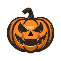 Orange carved pumpkin with smile for your design for the holiday Halloween. Vector illustration.